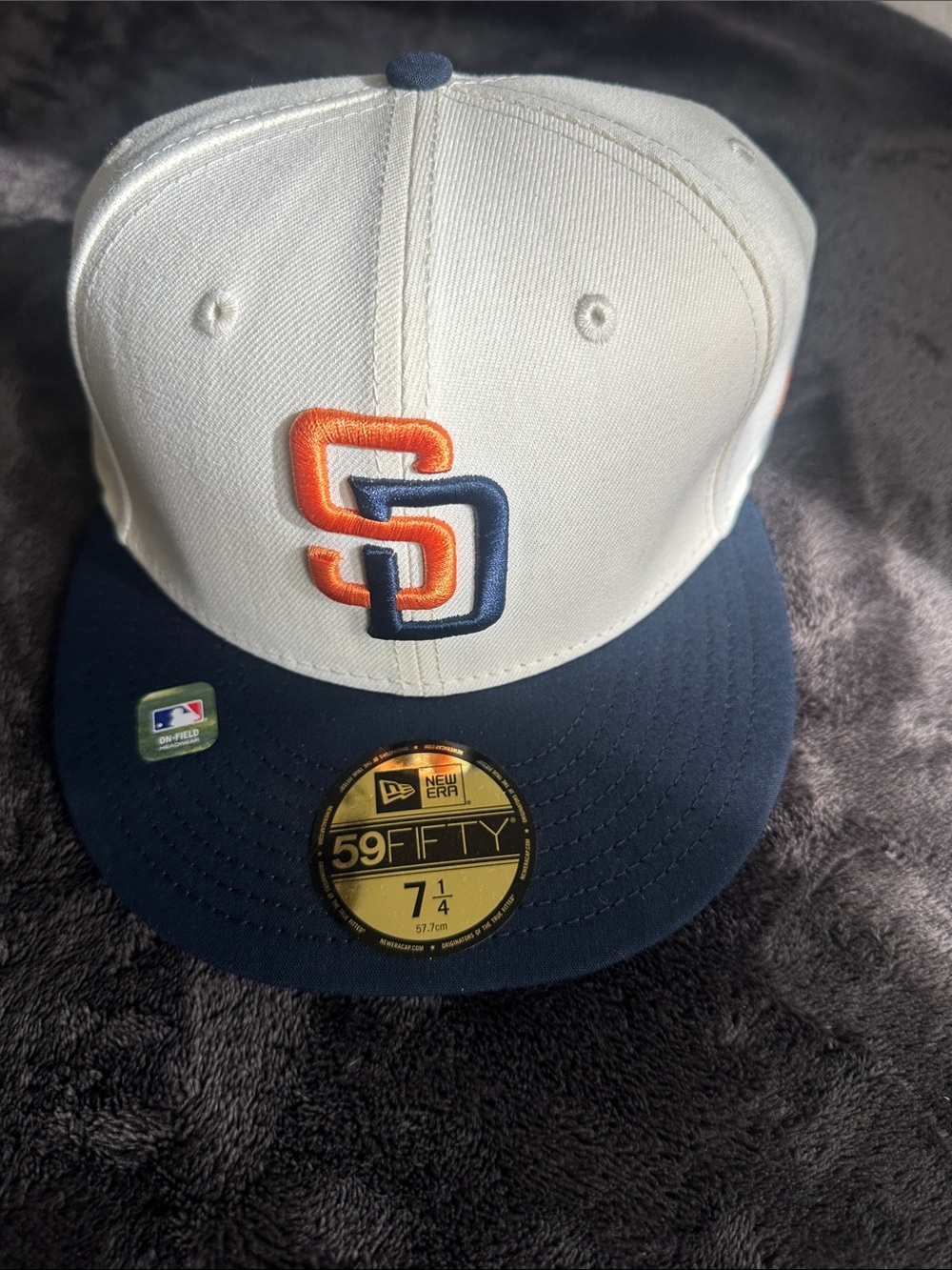 New Era White, Navy & Orange San Diego Padres Fitted Cap